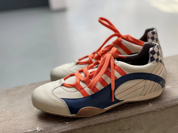 Men's Racing Sneaker in Racing Oil (Creamy White with Navy and Orange)