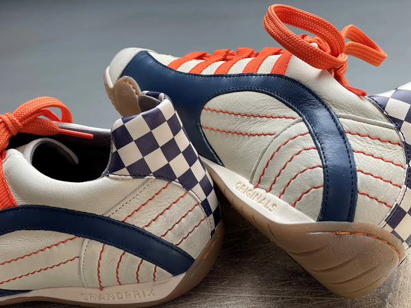 Men's Racing Sneaker in Racing Oil (Creamy White with Navy and Orange)