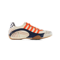 Men's Racing Sneaker in Racing Oil (Creamy White with Navy and Orange)