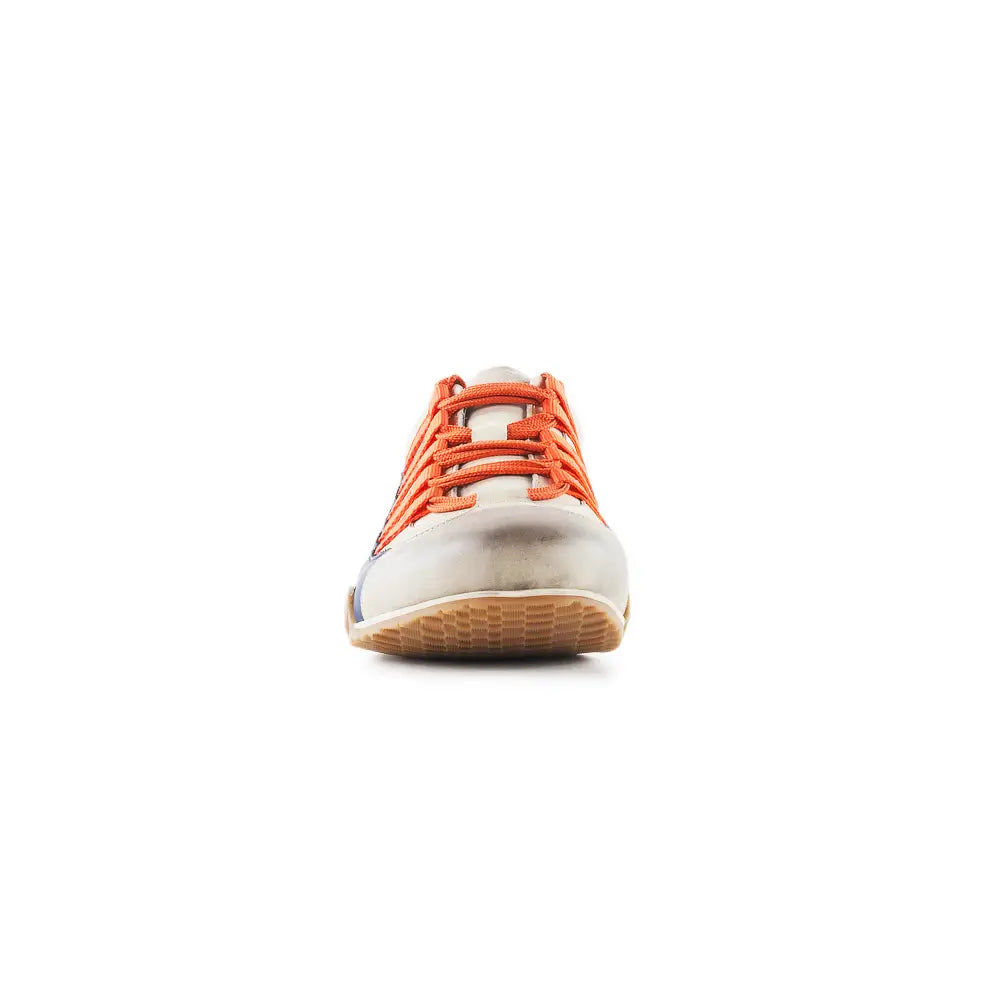 Women's Racing Sneaker in Racing Oil (Creamy White with Navy and Orange)