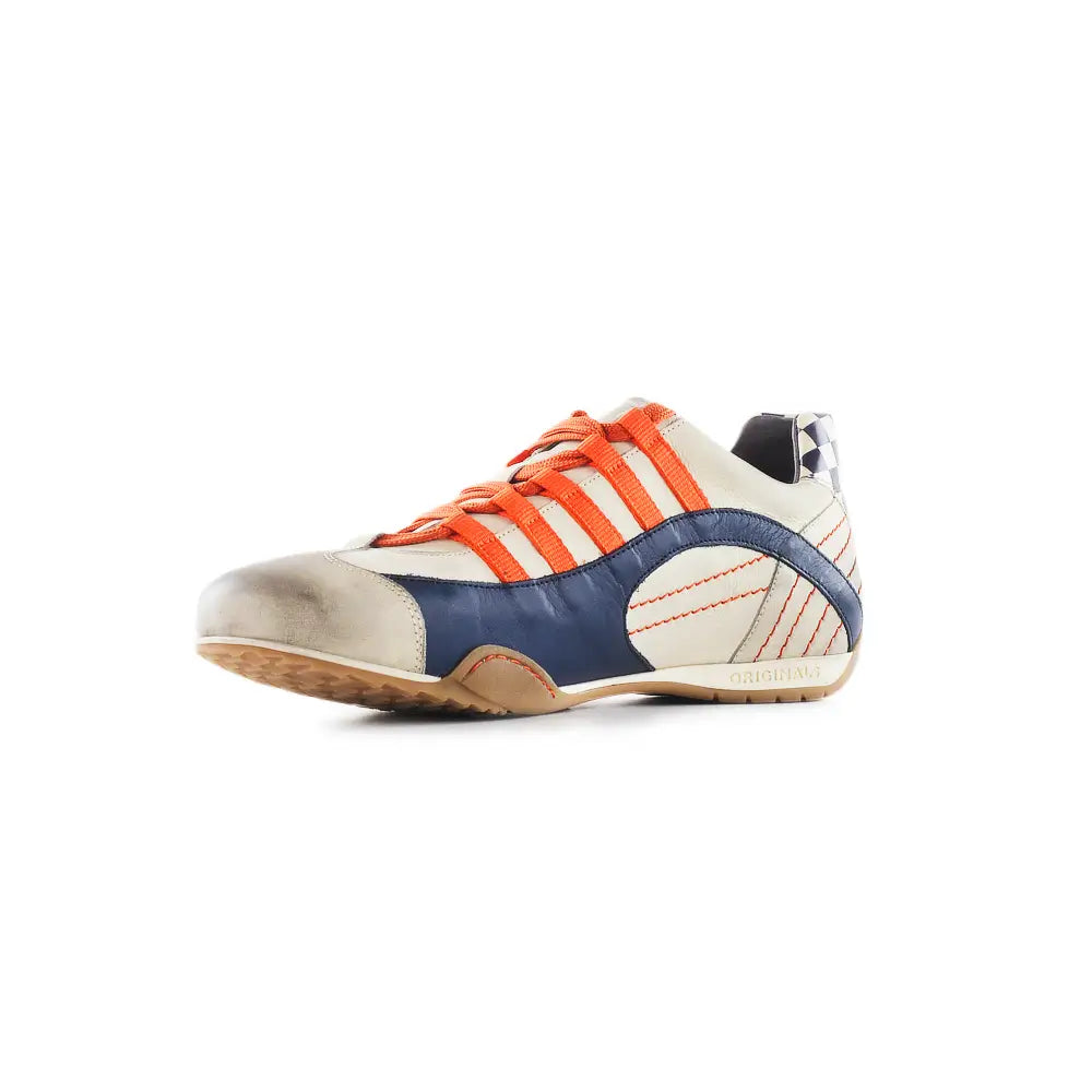 Women's Racing Sneaker in Racing Oil (Creamy White with Navy and Orange)