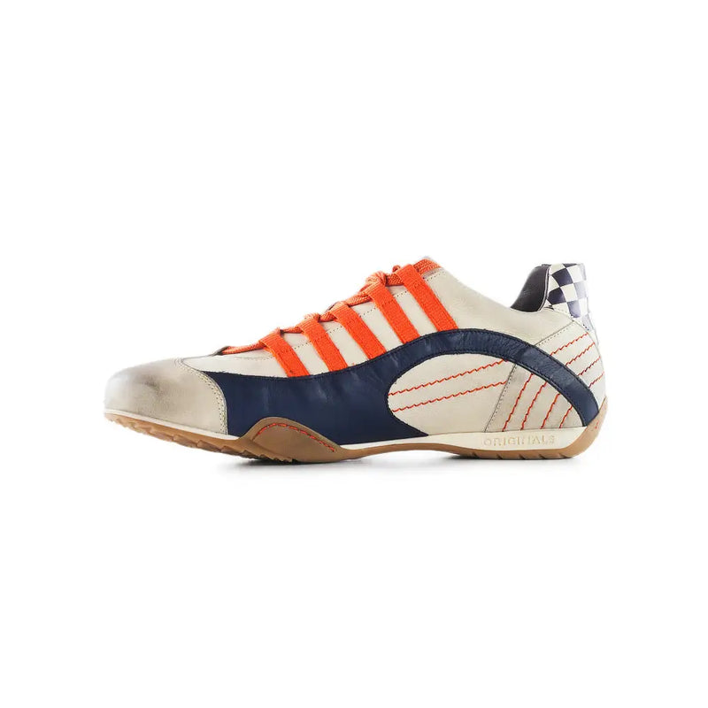 Men's Racing Sneaker in Racing Oil (Creamy White with Navy and Orange)