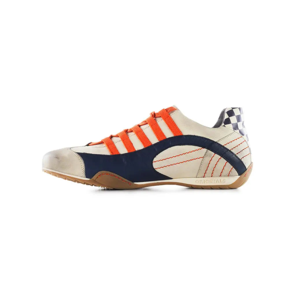 Men's Racing Sneaker in Racing Oil (Creamy White with Navy and Orange)