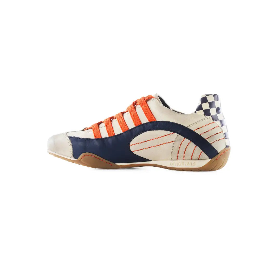 Men's Racing Sneaker in Racing Oil (Creamy White with Navy and Orange)