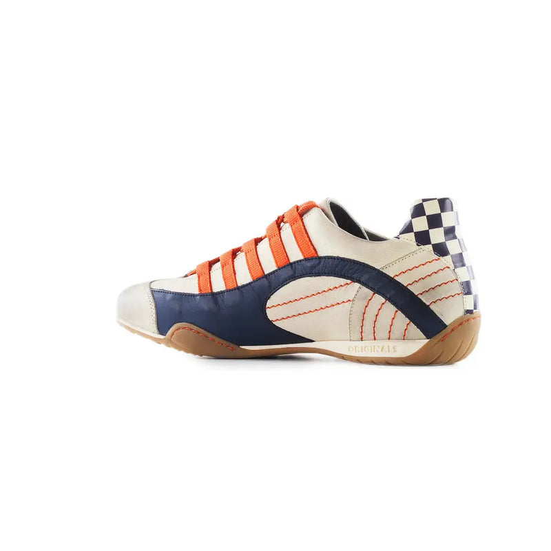 Men's Racing Sneaker in Racing Oil (Creamy White with Navy and Orange)