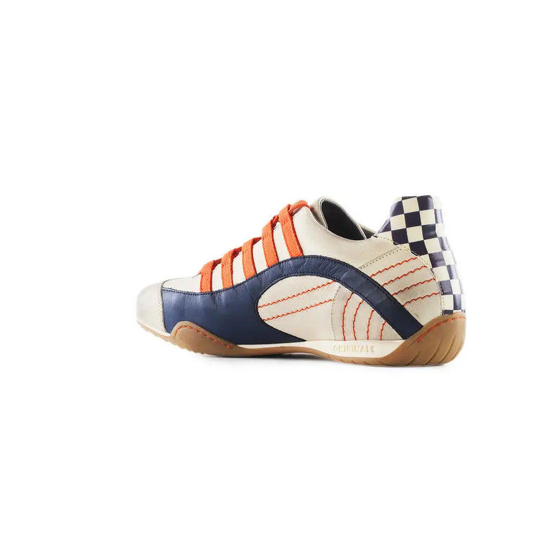 Men's Racing Sneaker in Racing Oil (Creamy White with Navy and Orange)