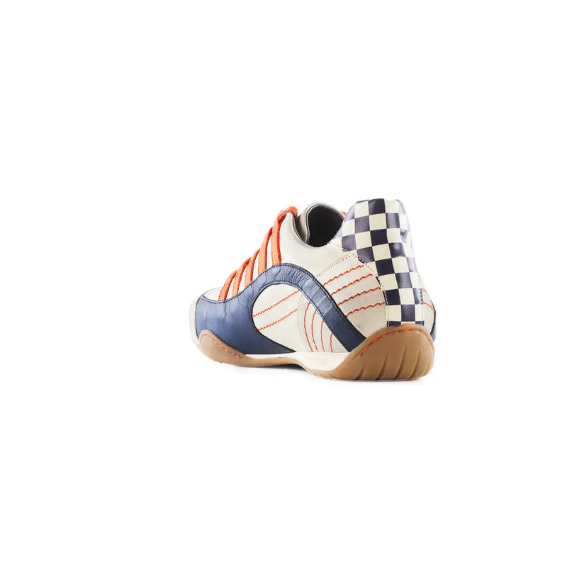 Men's Racing Sneaker in Racing Oil (Creamy White with Navy and Orange)