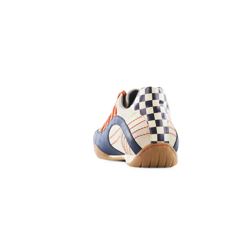 Men's Racing Sneaker in Racing Oil (Creamy White with Navy and Orange)