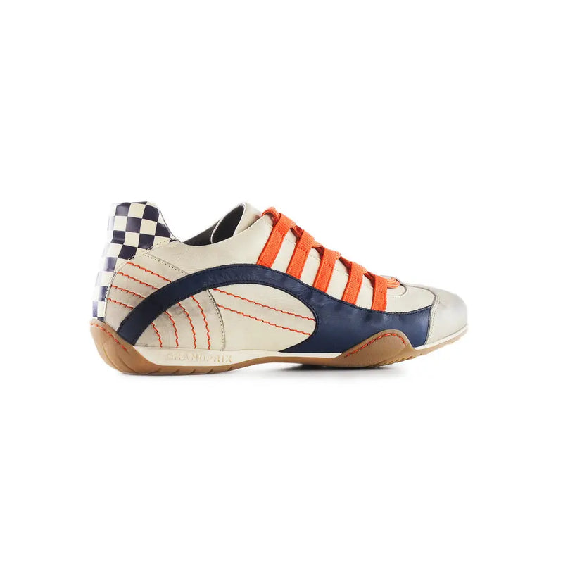 Men's Racing Sneaker in Racing Oil (Creamy White with Navy and Orange)