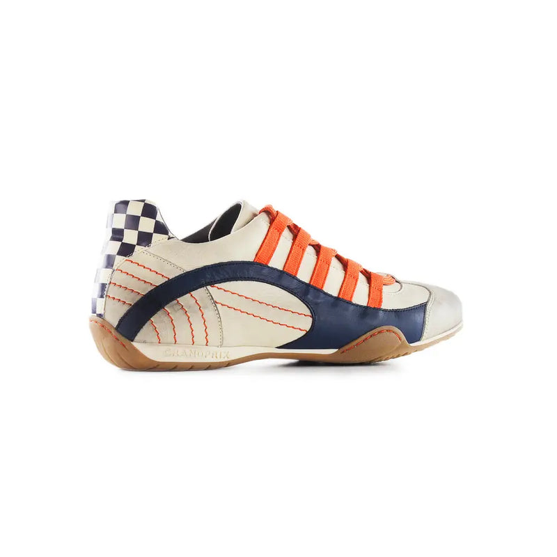 Women's Racing Sneaker in Racing Oil (Creamy White with Navy and Orange)