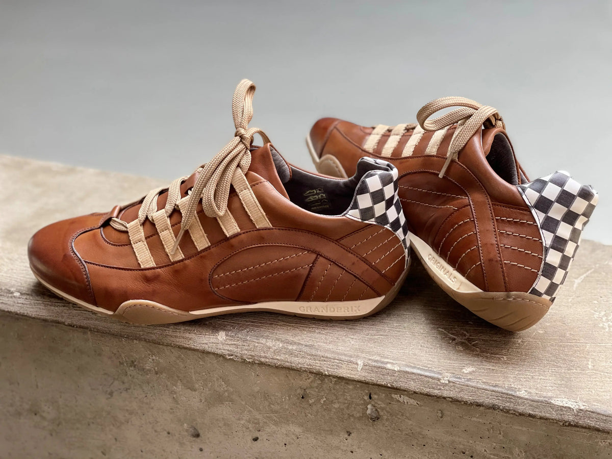 Men's Racing Sneaker in Cognac (Brown and Sand)