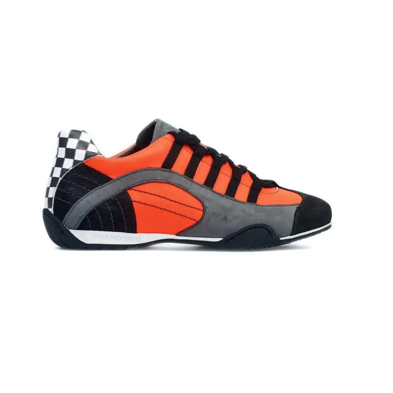 Men's Racing Sneaker in Electric Tri-Colore (Bright Orange, Gray, and Black)