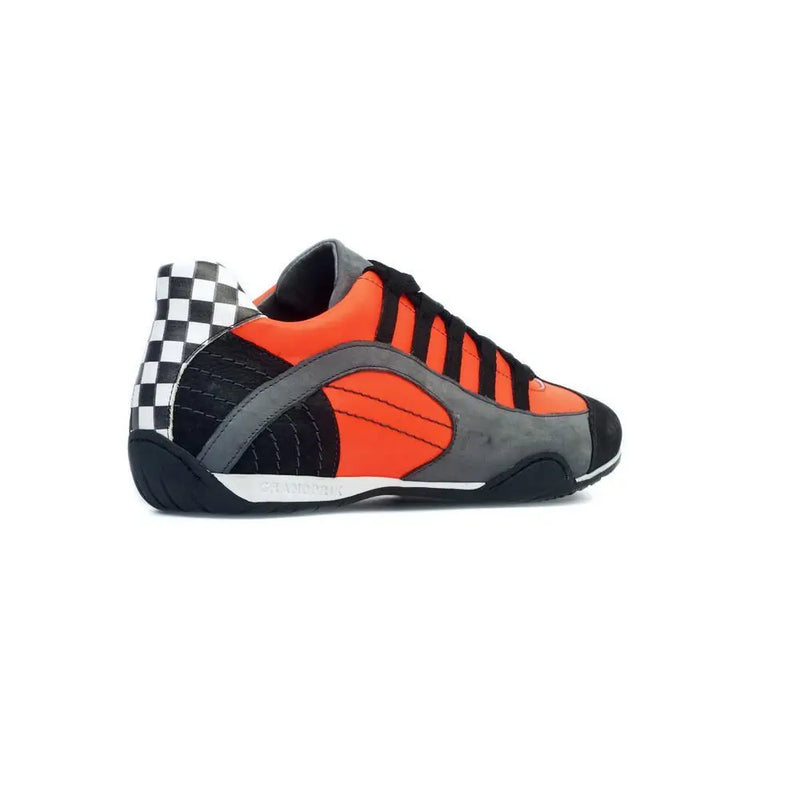 Men's Racing Sneaker in Electric Tri-Colore (Bright Orange, Gray, and Black)