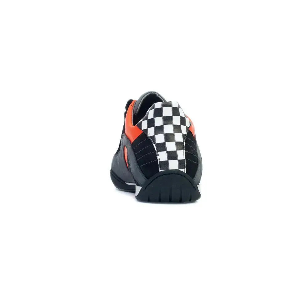 Men's Racing Sneaker in Electric Tri-Colore (Bright Orange, Gray, and Black)