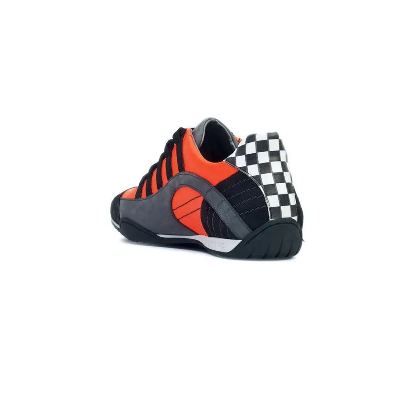 Men's Racing Sneaker in Electric Tri-Colore (Bright Orange, Gray, and Black)