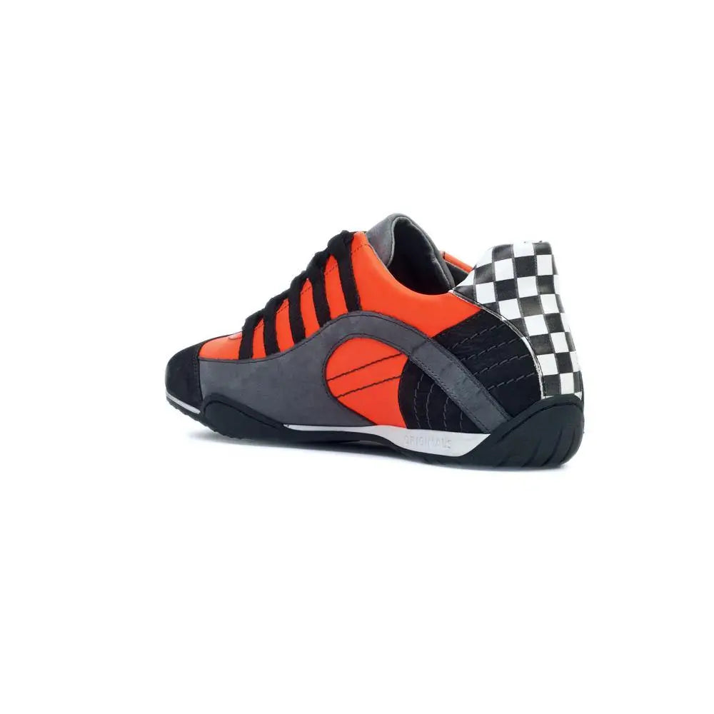 Men's Racing Sneaker in Electric Tri-Colore (Bright Orange, Gray, and Black)