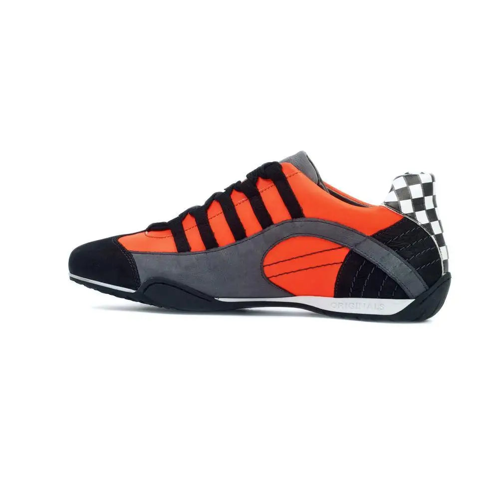 Men's Racing Sneaker in Electric Tri-Colore (Bright Orange, Gray, and Black)