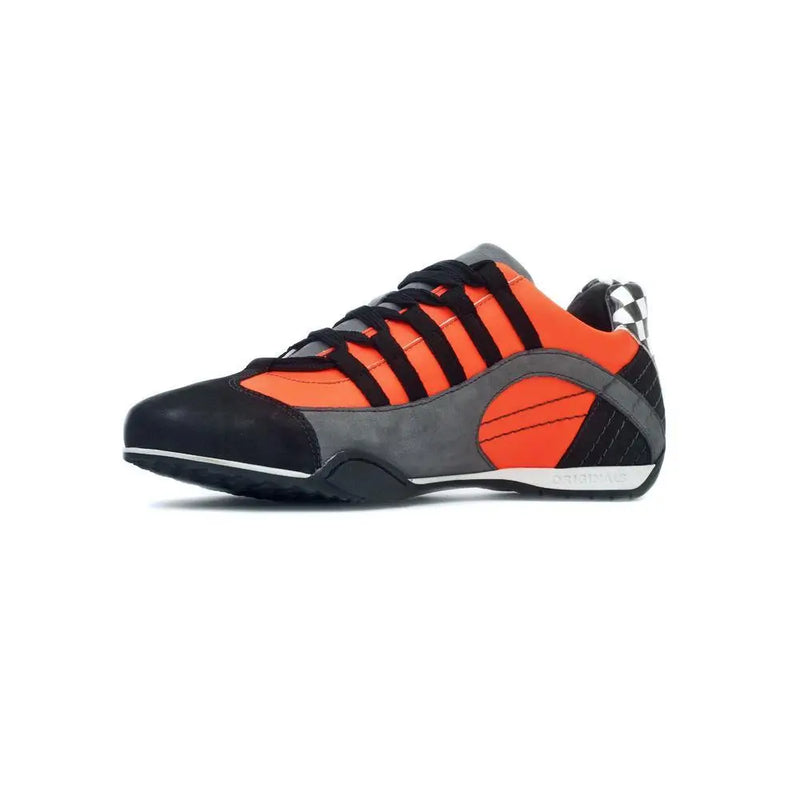 Men's Racing Sneaker in Electric Tri-Colore (Bright Orange, Gray, and Black)