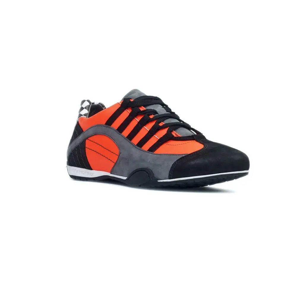 Men's Racing Sneaker in Electric Tri-Colore (Bright Orange, Gray, and Black)