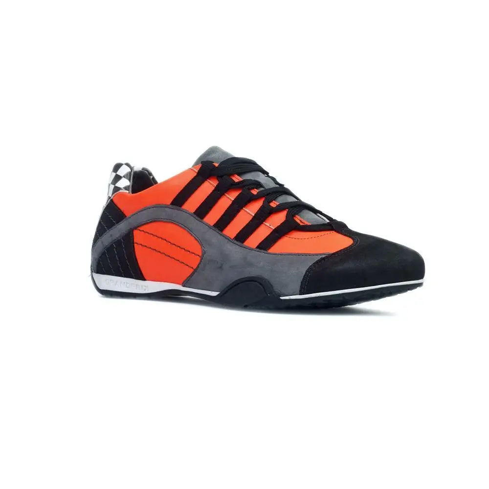 Men's Racing Sneaker in Electric Tri-Colore (Bright Orange, Gray, and Black)