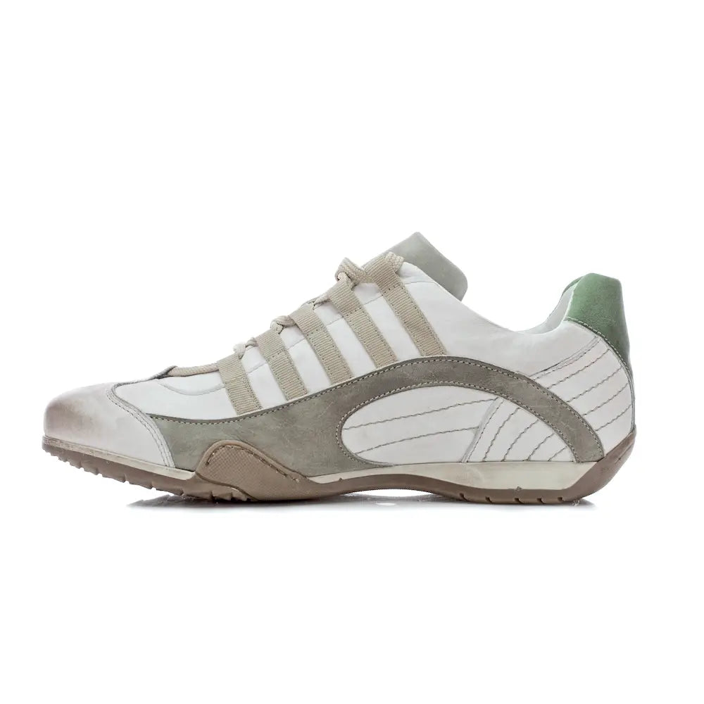 Men's GrandPrix Sneaker in Torino (Soft White, Taupe, and Green)