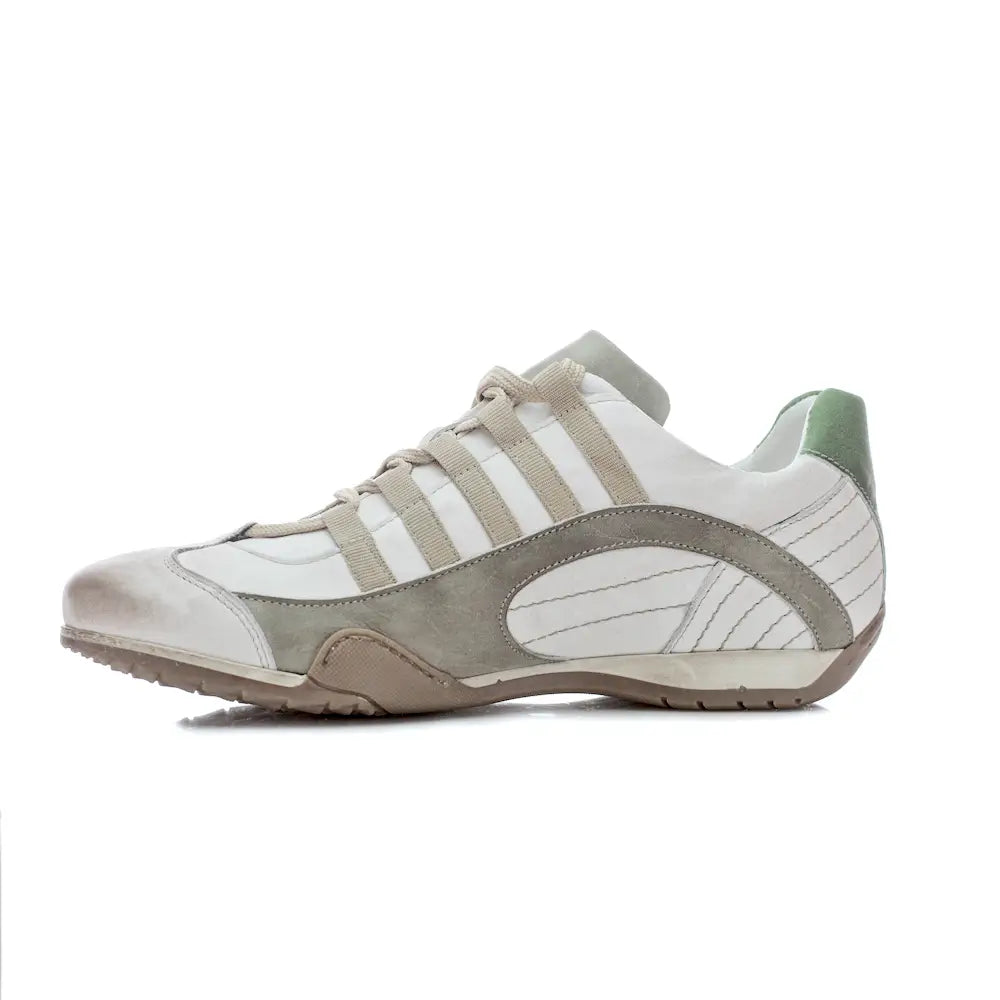 Men's GrandPrix Sneaker in Torino (Soft White, Taupe, and Green)