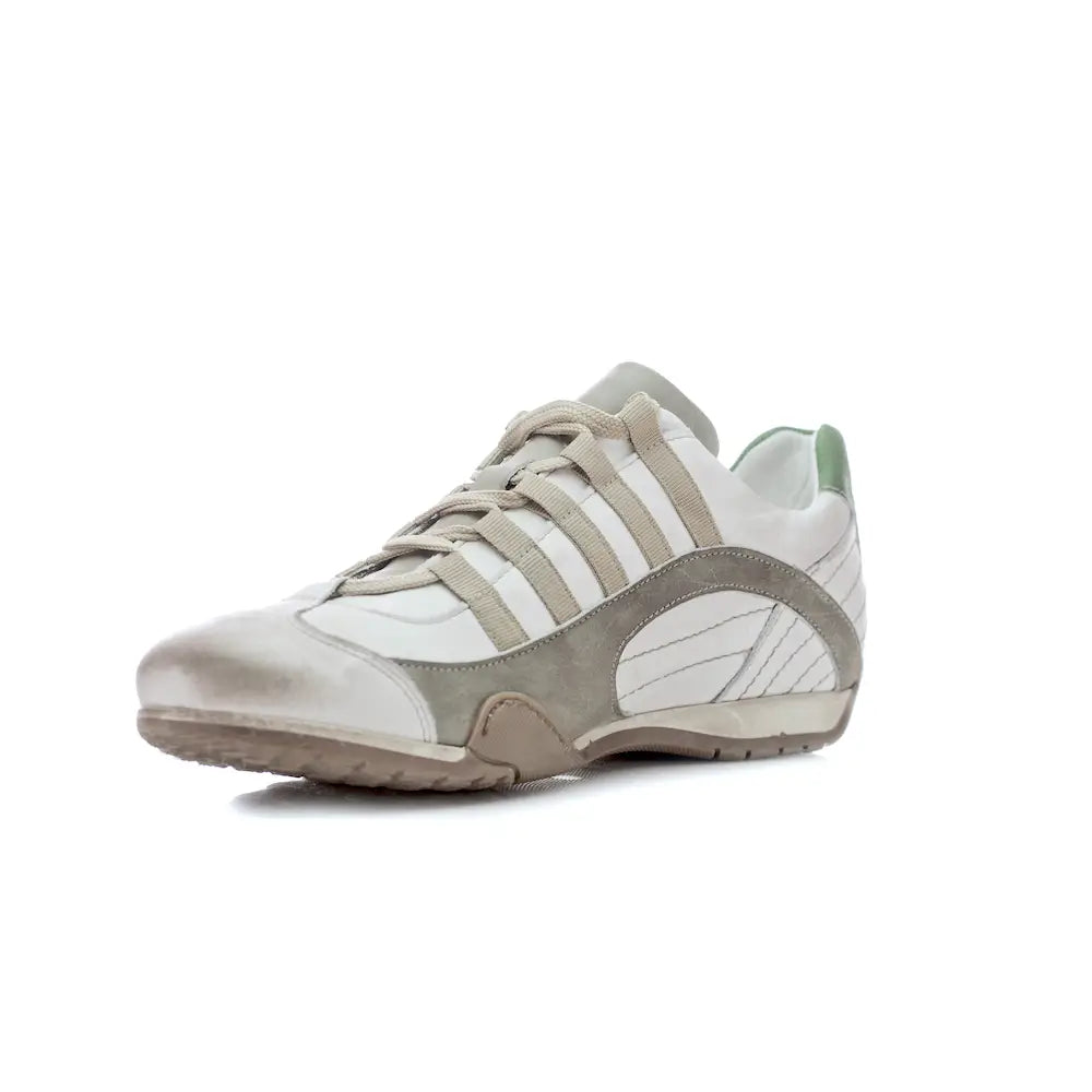 Men's GrandPrix Sneaker in Torino (Soft White, Taupe, and Green)