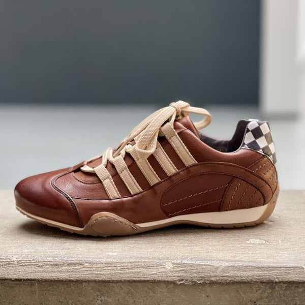 Women's Racing Sneaker in Cognac (Brown and Sand)